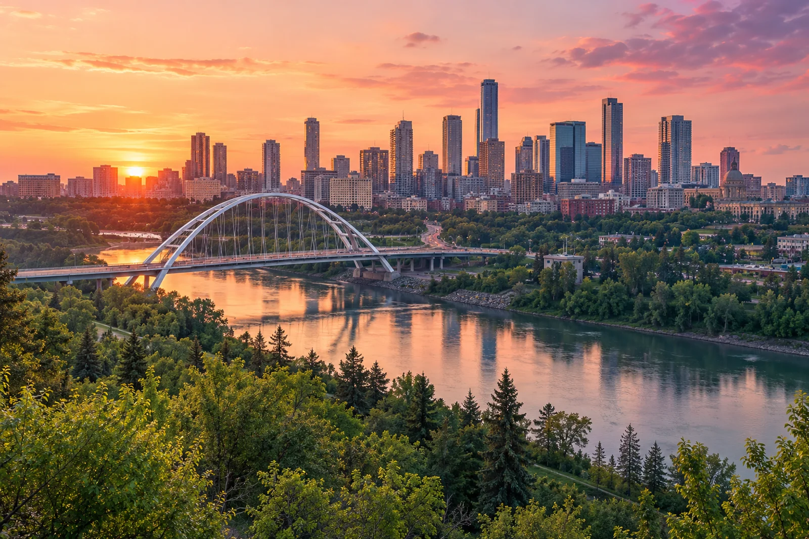 Edmonton skyline overlooking the river valley